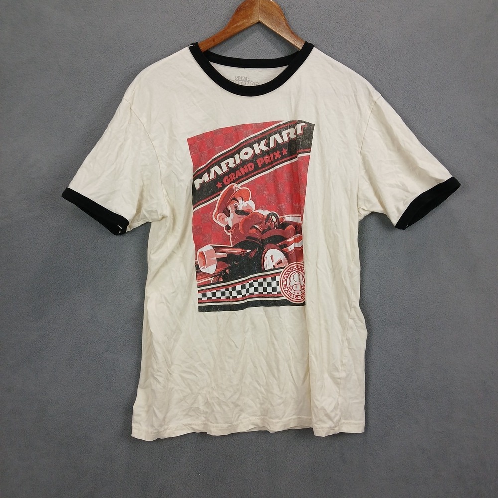 Super Nintendo World Universal Studios Hollywood T Shirt Mens L White Mario Kart